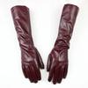 38 CM Long Sheepskin Gloves Women's Fashion Color Leather Finger Gloves With Velvet Lining To Keep Warm In Autumn and Winter