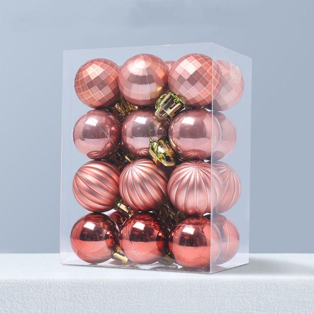 24pcs Crafts 3cm Christmas Ball Set Creative Waterproof Christmas Tree Pendant Delicate Painted Hanging Ornament Room
