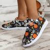 Fashion 2024 New Shoes Women's Pumpkin Shoes Lace Up Low-Top Slip On Flat Comfy Lightweight Outdoor Halloween Shoes