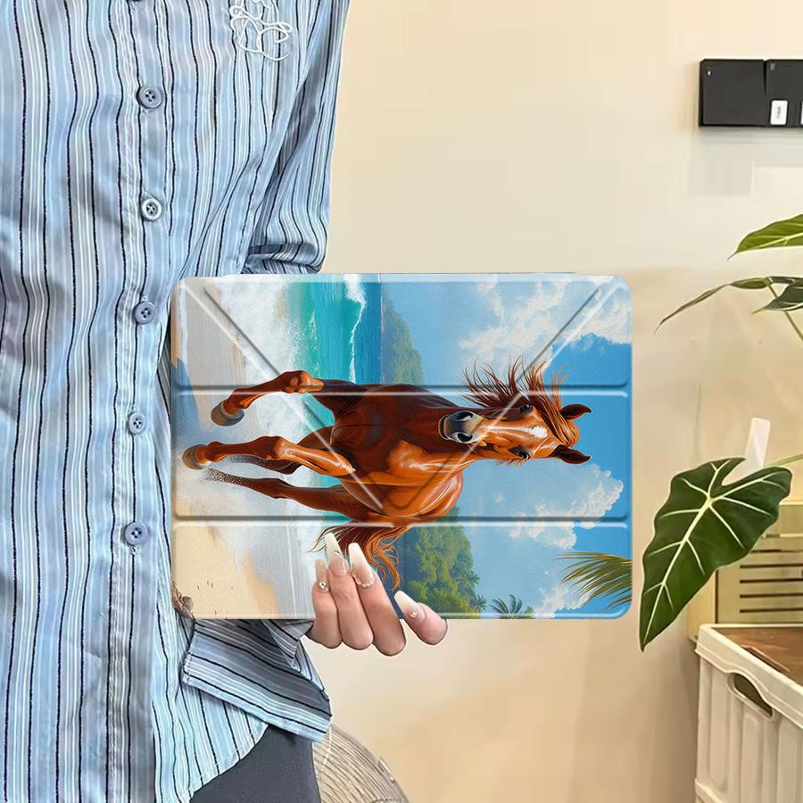 Держатель Чехол Чехол для планшета Для iPad Pro 11-го 10-го 9-го 8-го 7-го 12.9 дюйма Mini 6 7 Air 4 5 M3 M2 1 2 M4 11-дюймовый Pro 2025 Бегущая лошадь