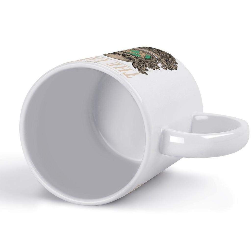 11oz White Ceramic Coffee Mug with Printed Sides, Comfortable Grip and Glossy Finish, Ideal for Daily Hot Beverages