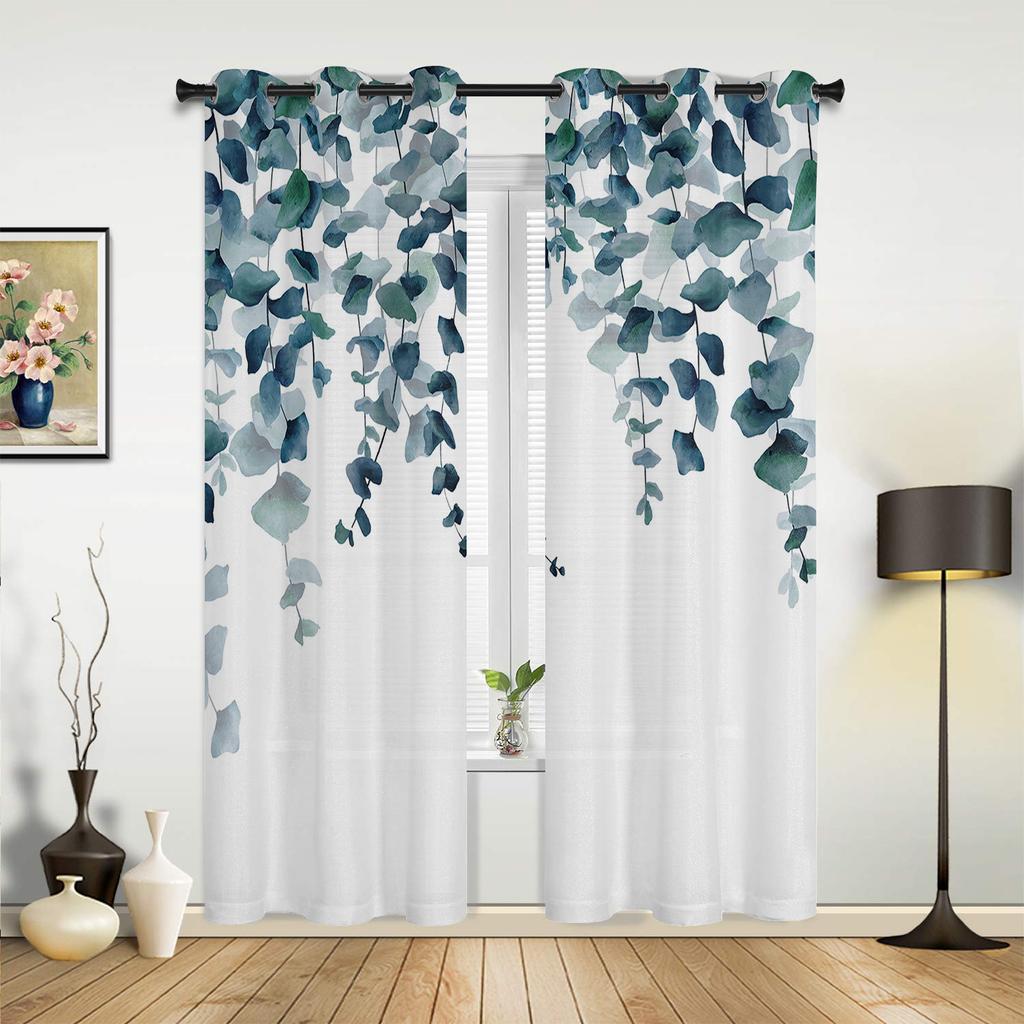 Watercolor Flowers Leaves Vintage Window Curtains for Living Room Luxury Bedroom Curtain Kitchen Blinds Drapes Curtains