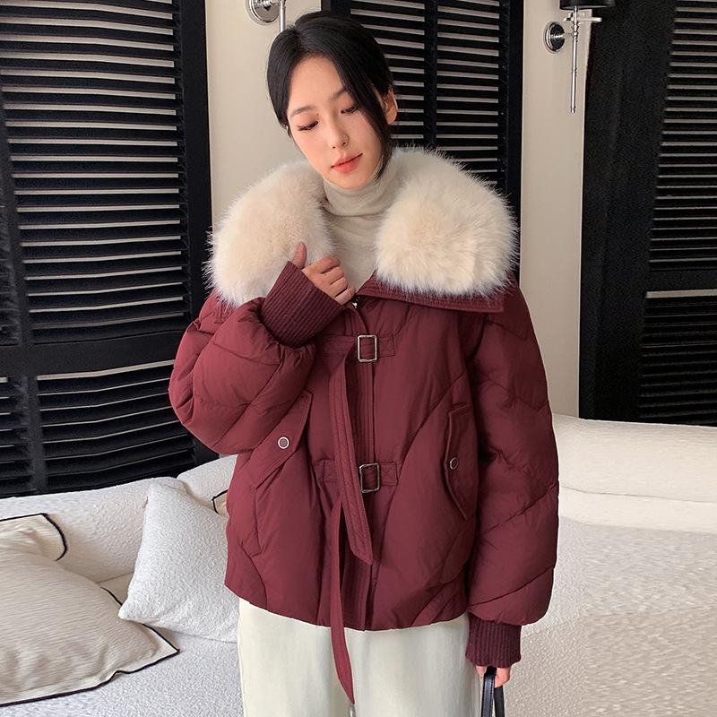 New Winter Down Jacket for Women, Short Style, Thickened Loose Bread Coat, Imitation Fox Fur Jacket for Small People