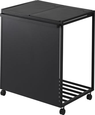 Мусорный контейнер Yamazaki Jitsugyo 1821 Blindfold Separation Dust Wagon с крышкой 45 л 2 отделения черный Ш52 x Г44 x В60 см с ручкой и роликами