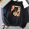 Women Japanese Black Cat Ramen Hoodies Cute Graphic Sweatshirts Funny Cat Eating Ramen Hooded Printing Long Sleeve Vintage