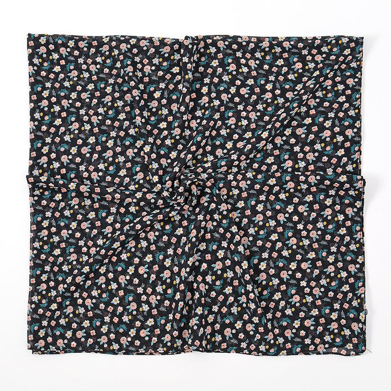 Квадратный шарф 115 см, шифоновый хиджаб, цветочный принт, шаль для защиты от солнца, принт, мусульманская мода, мусульманская женщина, тюрбан, хиджабы, бандана