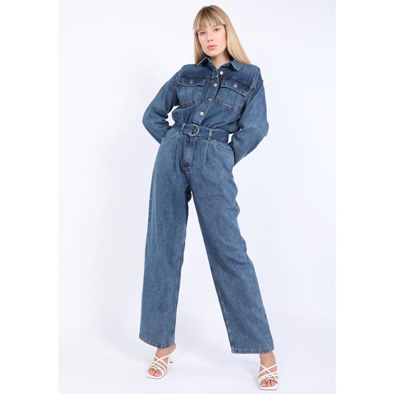 Women's Oversize Jean Jumpsuit Dark Blue