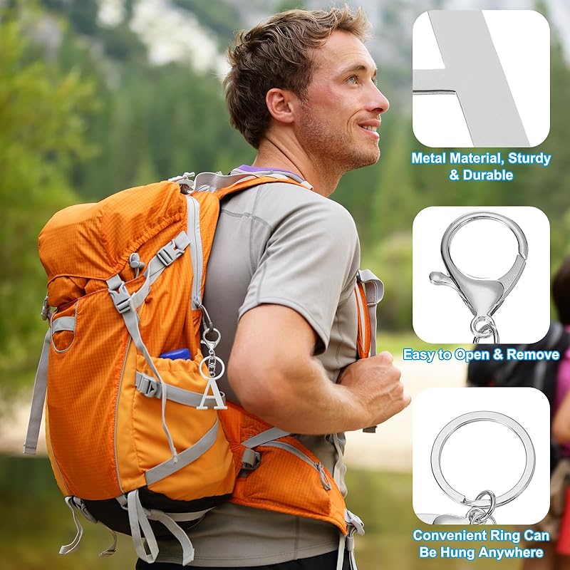 [PATIKIL] брелок с первой буквой алфавита A-Z Брелок с инициалом Милый металлический брелок с алфавитом ключ сумка для рюкзака Серебристый (M)