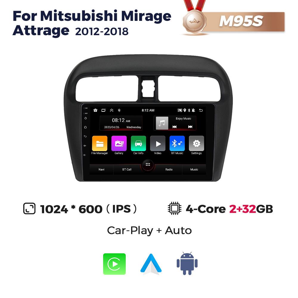 9'' Android автомобильный радиоприемник стерео для Mitsubishi Mirage Attrage 2012-2018 2019 Space Star 2014 мультимедийный видеоплеер 2Din головное устройство