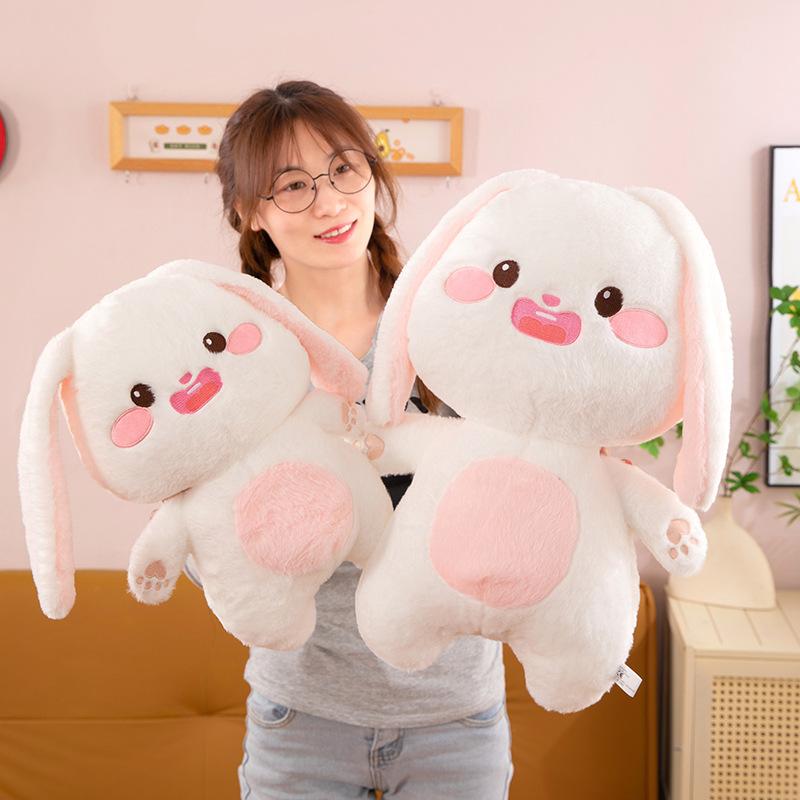 Милая толстая плюшевая игрушка-кукла в виде кролика, белая кукла-зайчик, кролик с большими ушами, подушка для сна в кровати, подарок на день рождения