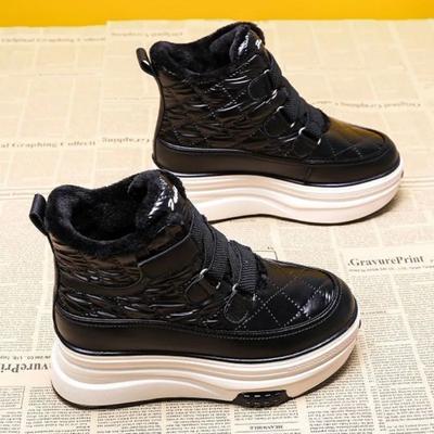 Модные Элегантные Ботильоны на Каблуке Женская Обувь Зимние Ботинки для Женщин Высокие Каблуки Утепленная Зимняя Обувь Гяру Готика Косплей на Слип 39