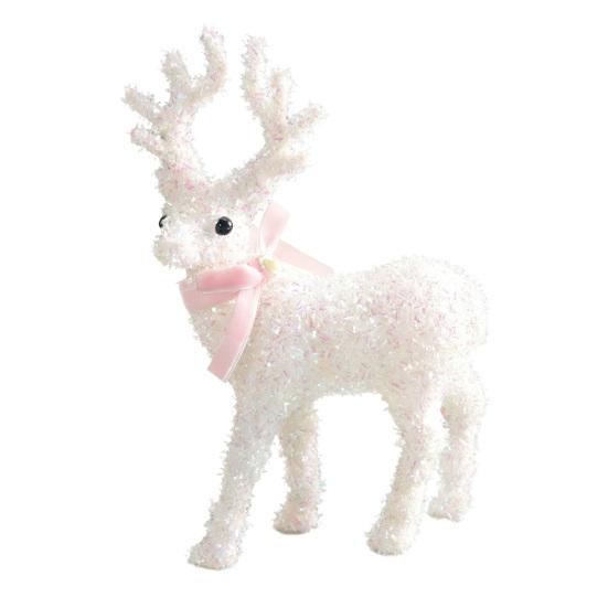 Рождественская фигурка оленя, пластиковая белая скульптура лося с шарфом, маленькая статуэтка оленя, настольные украшения для рождественского стола, каминной полки