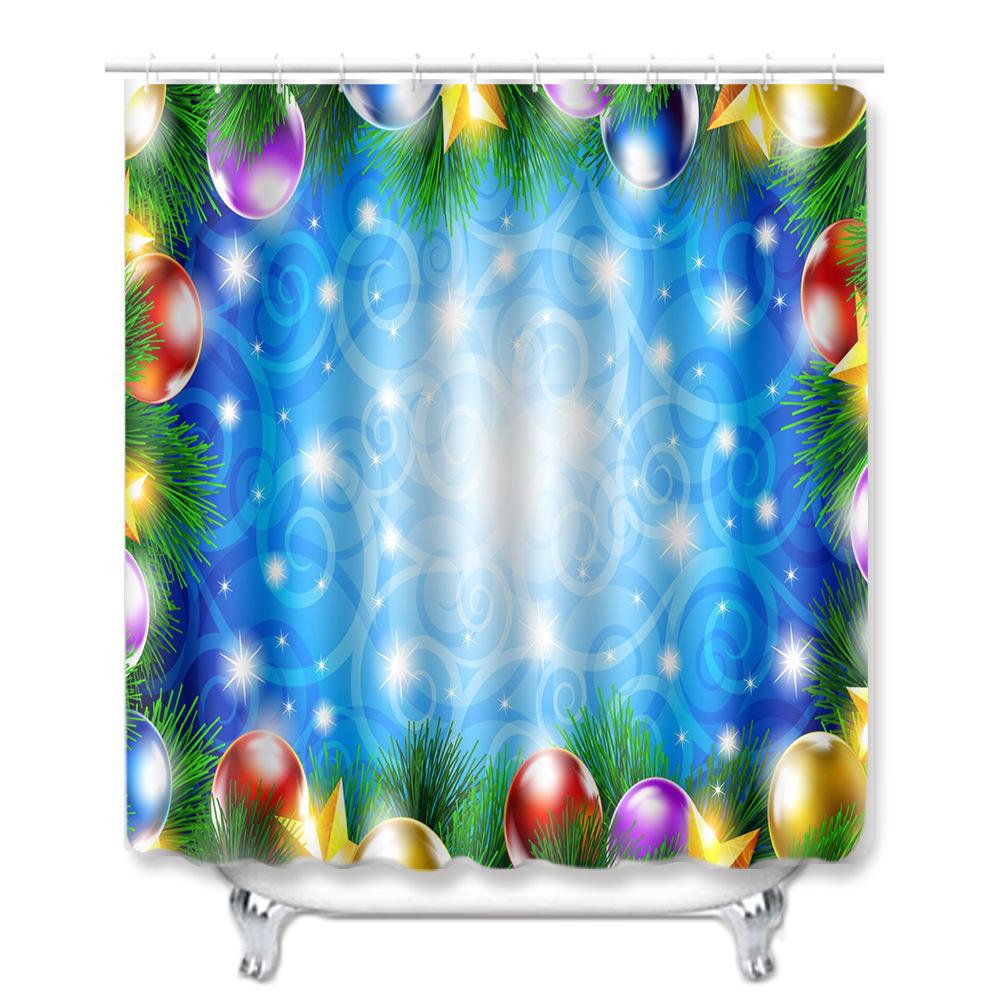 Christmas Waterproof Shower Curtain Four-Piece Floor Mat Combination Bathroom Water-Absorbing Non-Slip Carpet Door Mat Foot Mat