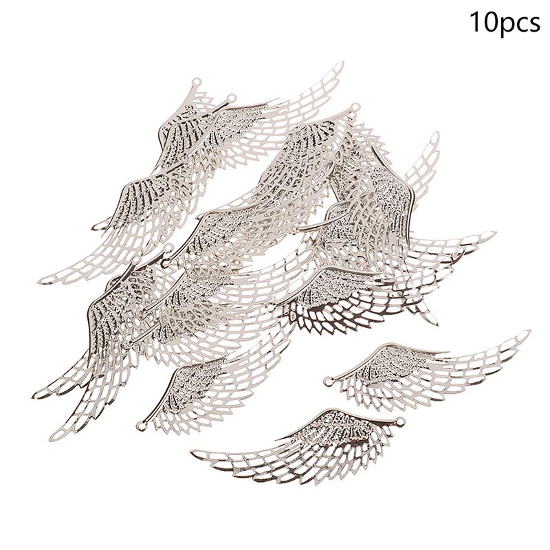10 шт. Золотистый/Серебристый/Бронзовый филигранный декор Подвеска Крылья ангела Металлические изделия Для DIY Головные уборы Ювелирные аксессуары