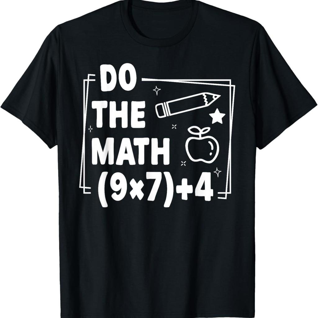 Fun Math Formula Short Sleeve Tshirt Black Casual Neutral Cartoon Digital Cartoon Pattern Casual Versatile Top Home Clothes