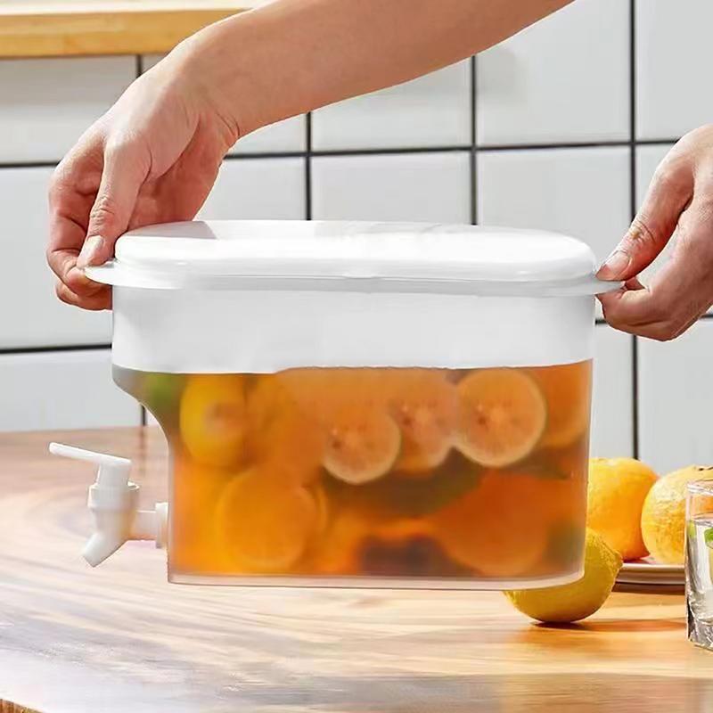 Чайник для воды 3,5 л с краном Диспенсер для напитков Ведро для холодных соков, лимонада Емкость для хранения жидкости Органайзеры для холодильника для улицы