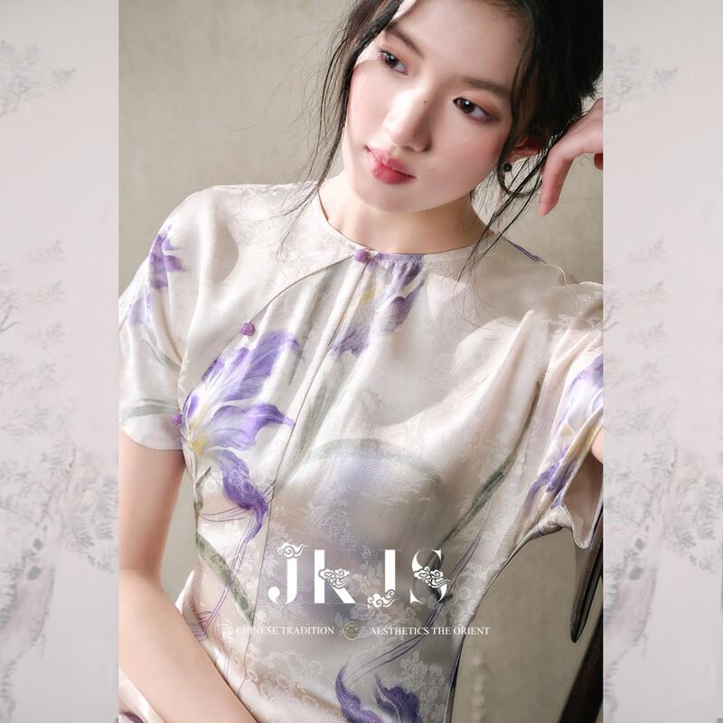 Длинное платье JK&JS Iris Floral из вискозы в стиле чонсам