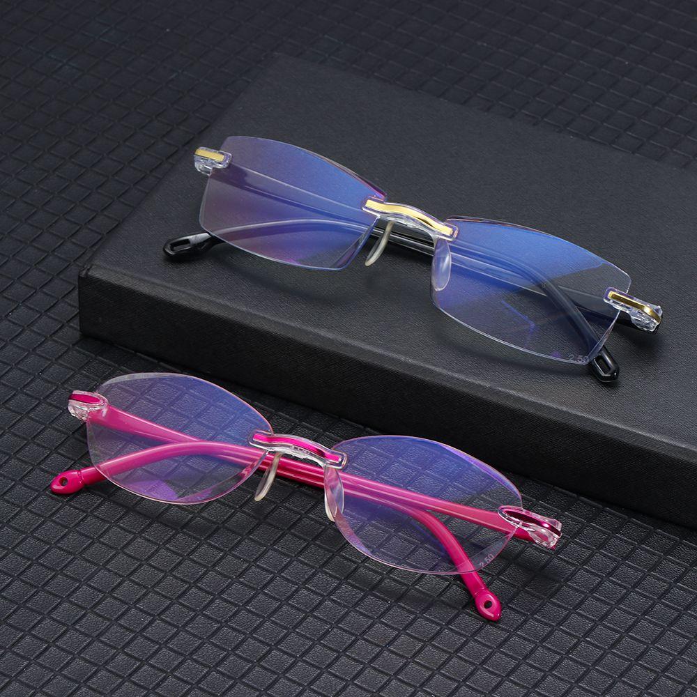 Readers Glasses Presbyopia Eyeglasses Rimless Reading Glasses Diamond Cutting Blue Light Blocking