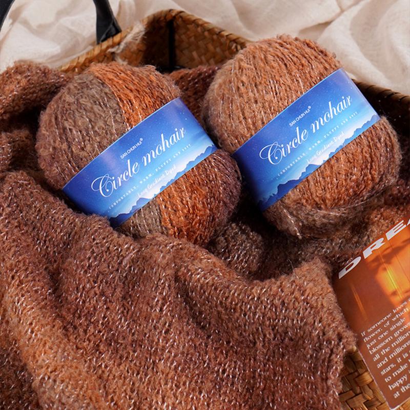 50G Секция Легкая Длинная Роскошная Пряжа Градиентной Окраски Теплый Мохер Мягкая Петля Пушистая