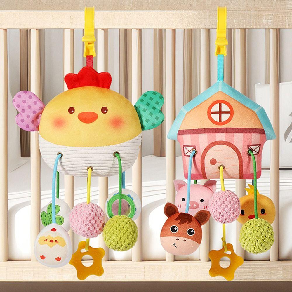 Distorting Mirror Plush Stuffed Sensory Toy with Clamp Stroller Hanging Ornaments 0-1 Years Old