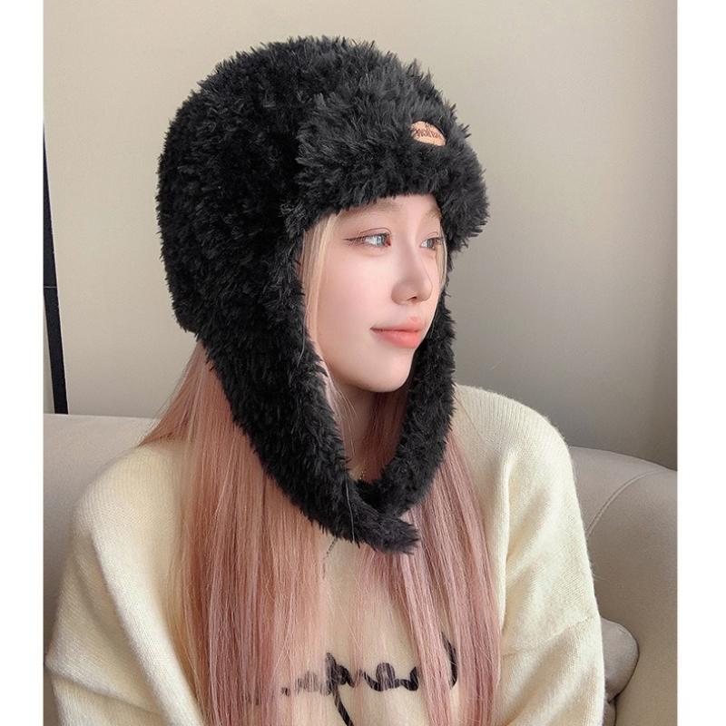 Осенне-зимняя женская теплая длинная утолщенная шапка с плюшевой ветрозащитой для защиты ушей в поездках на работу