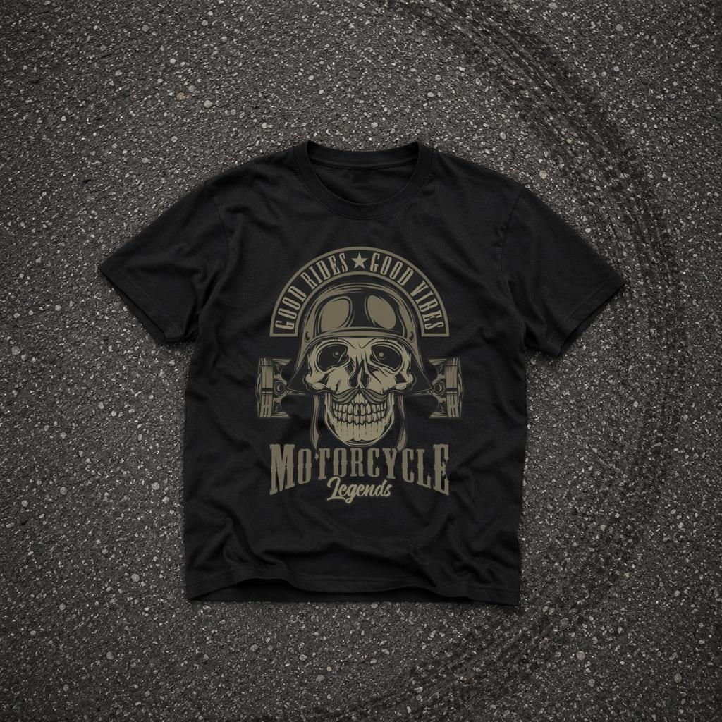 Men's Motorcycle T-shirt Moto 100% Cotton Black L