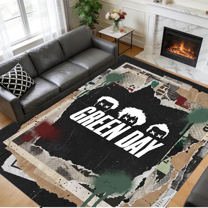 Green Day Print Crystal Velvet Plush Rug Wear?Resistant Anti?Slip Floor Mat For Indoor Household Decoration
