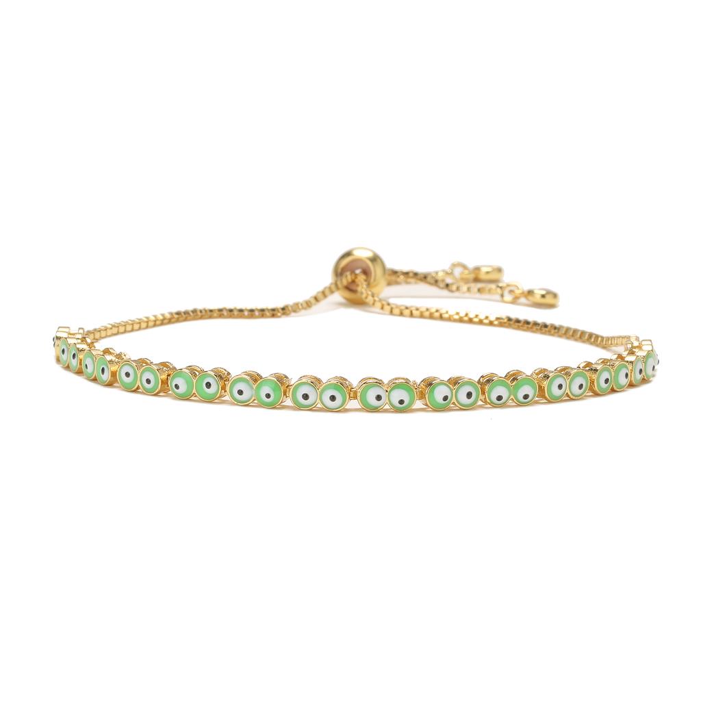 HECHENG,18KGold Plated Eye Bracelet ,Fashion Enamel Opening Adjustable Bracelet for Women Brass Bracelet, Zircon wholesale
