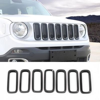 7 шт. Передняя решетка Гриль ободок Рамка Покрытие Для Jeep Renegade 2016-18 Черный