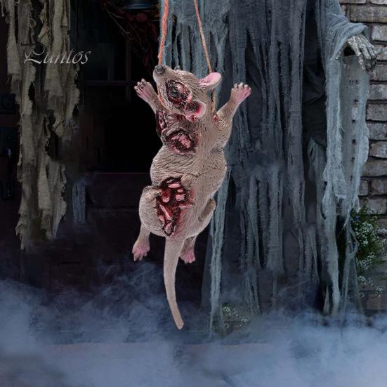 Подвеска на Хэллоуин, реалистичная, жуткая, подвесная, голова крысы, свиньи, паука, летучей мыши, украшение для дома с привидениями для вечеринки на Хэллоуин