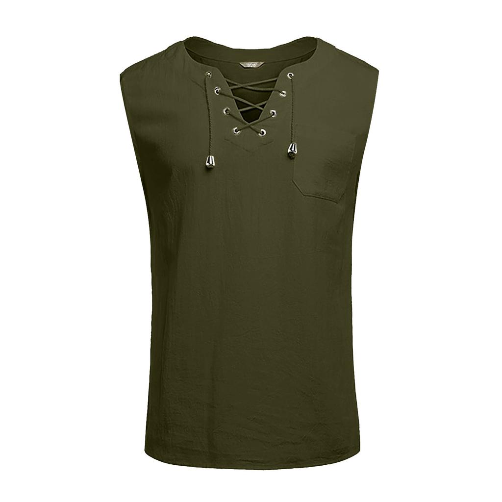 Мужские повседневные свободные хлопковые льняные рубашки, цветная рубашка, блузка, жилет без рукавов, пляжные рубашки, топы