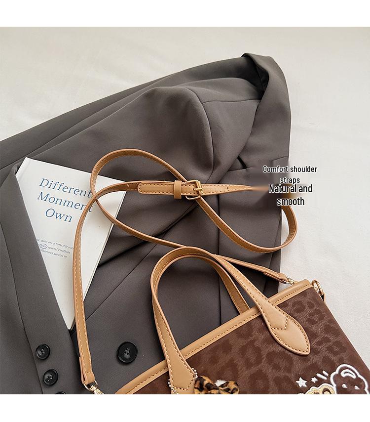 2025 Осень/Зима Ретро Леопардовый Принт Женская Универсальная Сумка-Ведро - Простая Повседневная Сумка Кроссбоди и На Плечо