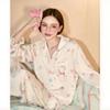 Spring and Autumn long-sleeved new ice and snow silk pajamas female Internet celebrities popular cute girl KT cat cardigan loungewear