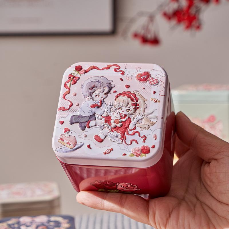Рельефная жестяная коробка с рисунком кролика, квадратные жестяные банки для хранения, контейнер для хранения конфет, печенья, чая, подарочная коробка