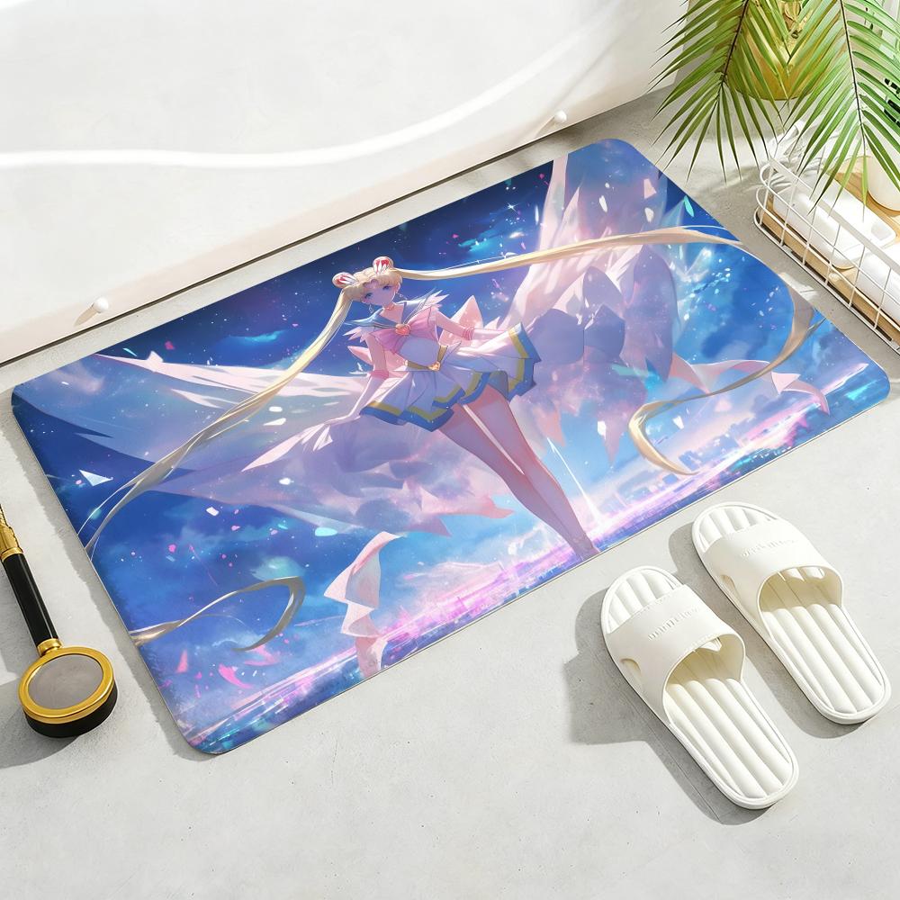 ANIME S-SAILOR-MOON Floor Mat Soft Thickened Non-Slip Door Mat for Living Room Home Decor Flannel Rugs