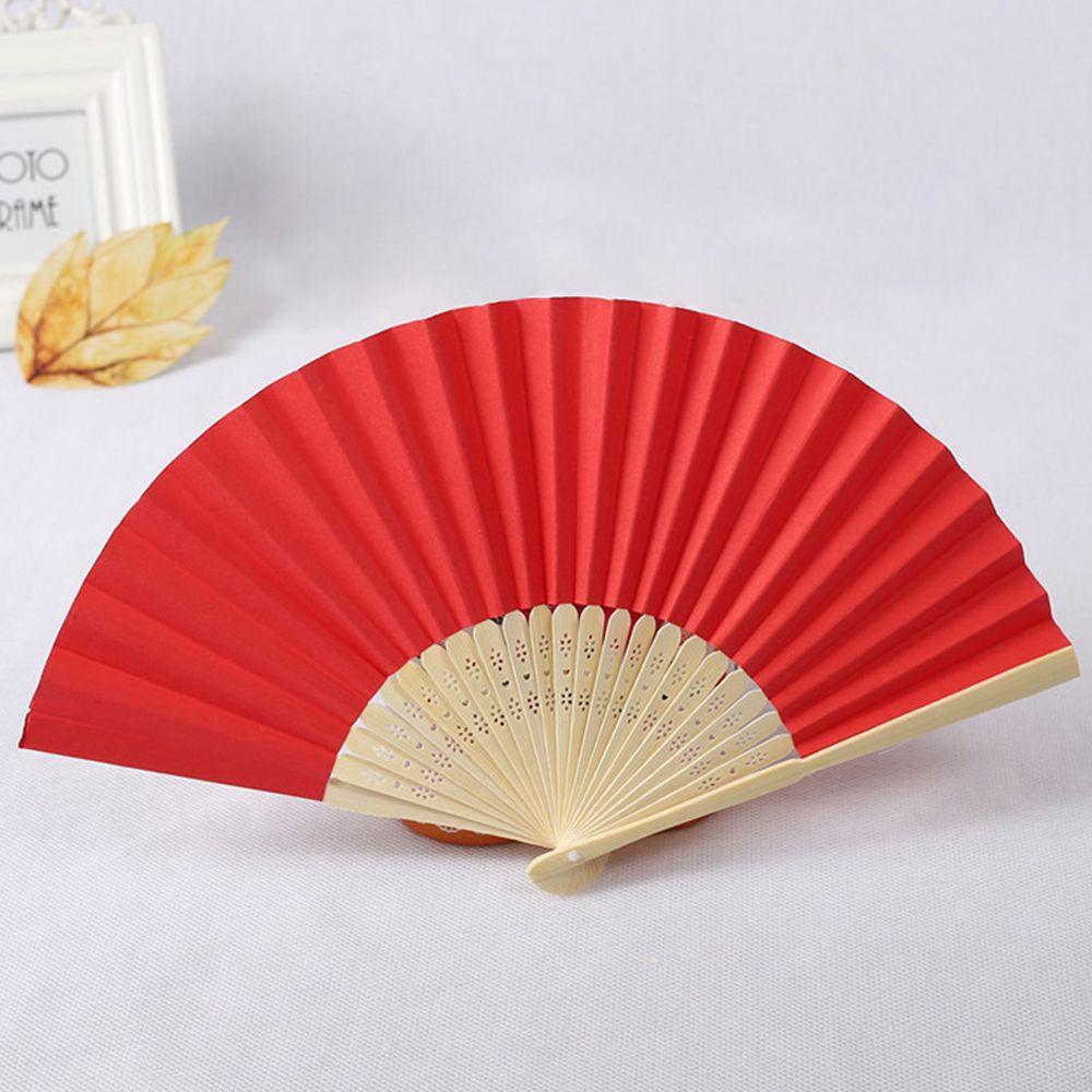 Wedding Chinese Style Party Solid Color Folding Paper Fan Photo Prop Tool Hand Held Fan Dance Fan