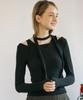 OURHOPE Wool Scarf Layered Long Sleeve - Black