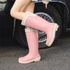 Waterproof and Non-slip Rain Shoes Women's Cotton Removable Four-season Rain Boots Comfortable and Wear-resistant Long Tube Water Shoes
