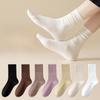 White Boneless Socks, Women's Mid-calf Socks, Autumn and Winter Solid-colored Cotton Socks, Postpartum Long Calf Socks, Spring and Autumn Long Socks