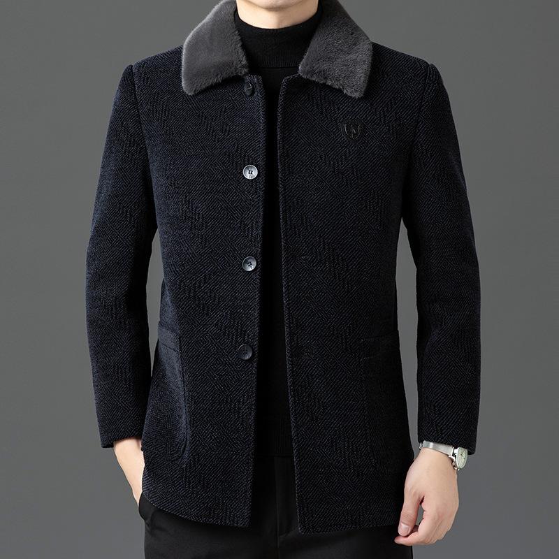 High-end Woolen Coat Men's Coat Top Lapel Jacket Spring and Autumn New Fashion Casual Woolen Jacket Men