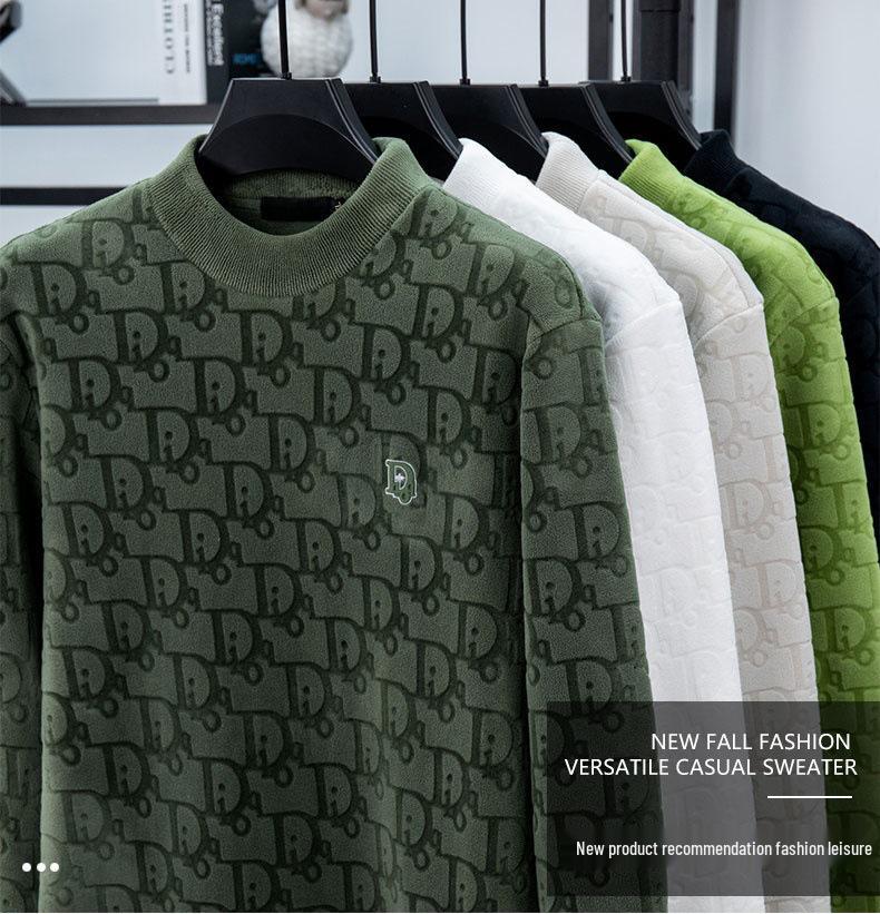 Men's Winter Thick Jacquard Double-Sided Coral Fleece Sweatshirt