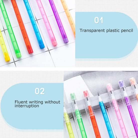 10 шт. прозрачных карандашей, не требующих заточки, складные карандаши, многоточечные, выдвижные, пластиковые карандаши