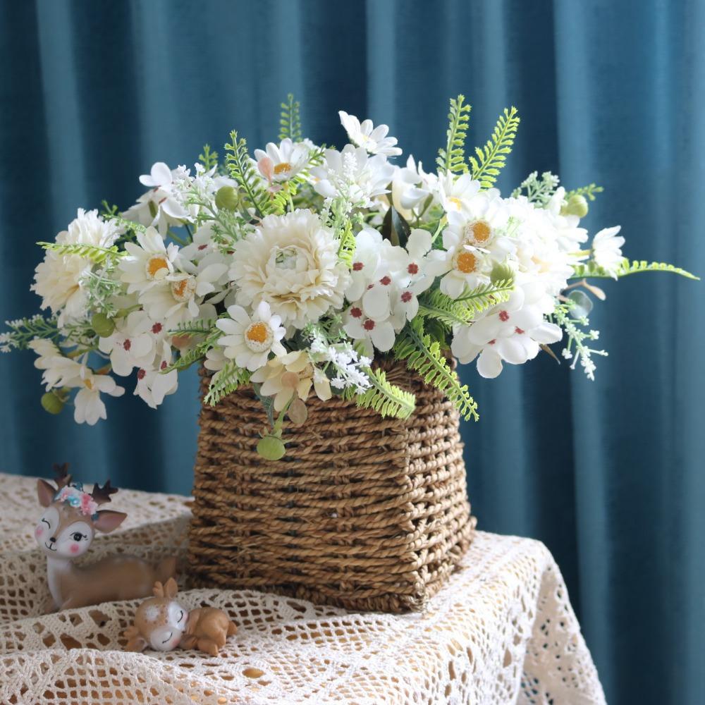 2 шт. шелковый букет гортензий искусственные цветы шелковые ромашки искусственные гвоздики декор пластиковые реалистичные цветочные композиции для домашнего декора вечеринки свадьбы