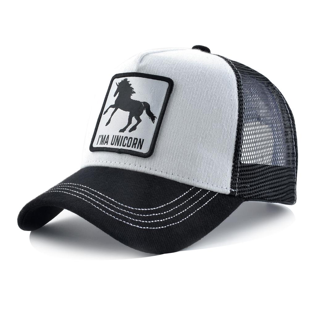 Baseball Cap With Unicorn Patch Men's Snapback Baseball Hat Four Seasons Outdoor Visor Caps Women Black White Casual Cap