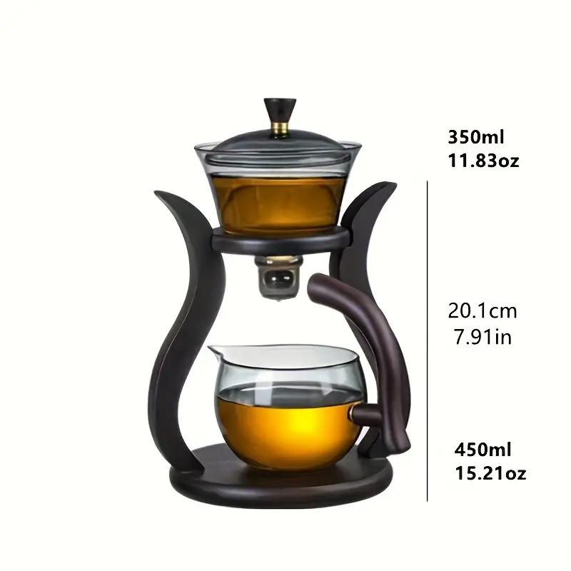 Kung Fu Glass Tea Set Semi Automatic Drip With Infuser Glass Teapot Set Magnetic Switch Teapot Teacup Set Birthday Gifts