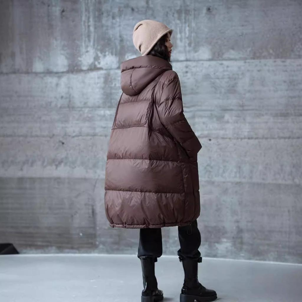 Женская зимняя куртка на утином пуху с капюшоном, осеннее толстое теплое пуховое пальто, ветровка, А-образный силуэт, женские модные парки