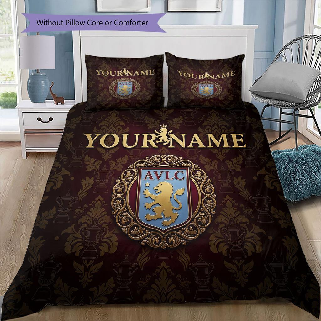 Custom Name,AVFC Pattern Bedding Home Decoration Birthday Gift ( 1 duvet cover + 2 pillowcase, without core),fan merchandise.