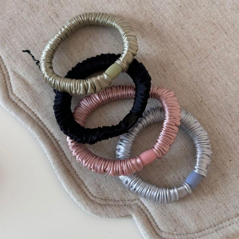 Корейская базовая простая эластичная резинка для волос из ледяного шелка в виде толстой кишки, однотонная, головной убор, аксессуары для волос для девочек и женщин