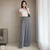 J-Scott Women's Wide-Leg Pants, High-Waisted, Long Legs, Faux Pockets, Center Line, Neat Look, Gray, JS168-GY-S (Limited Stock)