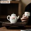 100ml Retro Hand-painted Longevity Peach Teapot Creative Powder Yin Pot with Filter Tea Brewing Kettle for Tea Accessories Gift